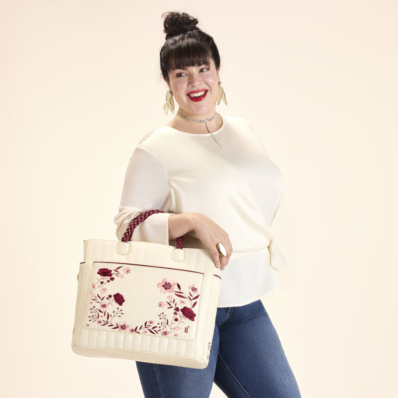 Loungefly Cream & Red Floral Convertible Backpack and Tote Bag