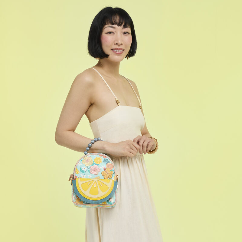 Loungefly Tropical Lemon Floral Convertible Mini Backpack & Crossbody Bag
