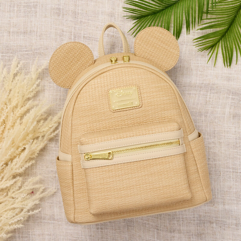 Loungefly Disney Mickey Mouse Woven Straw Texture Mini Backpack