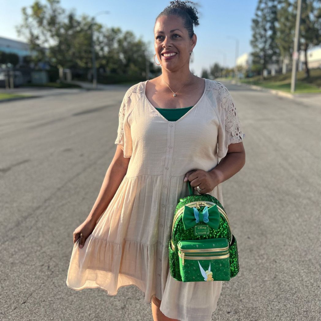 Loungefly Tinkerbell Emerald Green Sequin Mini Backpack Exclusive