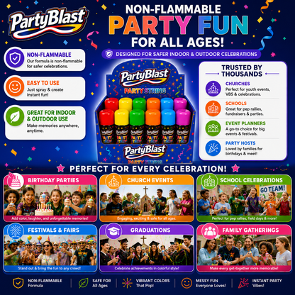 PartyBlast Non-Flammable Party String Spray – 12 Pack (3oz cans)