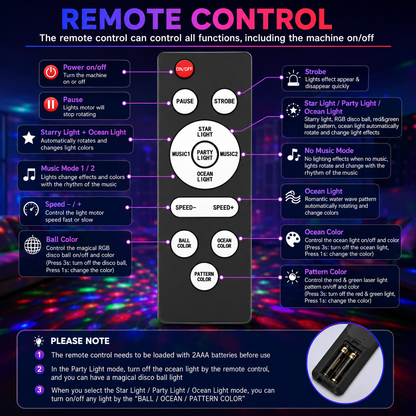 Party Disco Ball Light Projector with Remote