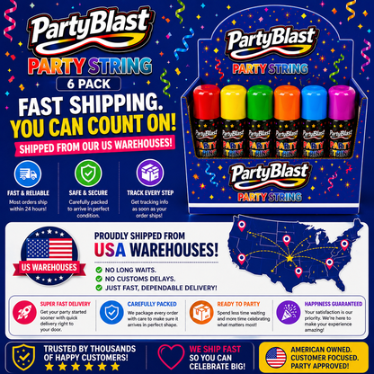 PartyBlast Non-Flammable Party String Spray – 6 Pack (3oz cans)
