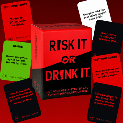 Risk It or Drink It Original Drinking Card Game for Adults – Party Game, Icebreaker Cards, Couples & Group Drinking Game