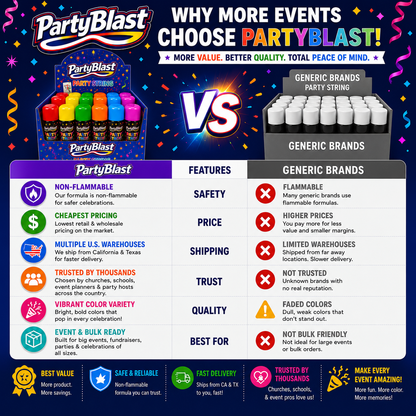 PartyBlast Non-Flammable Party String Spray – 12 Pack (3oz cans)