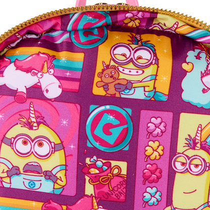 Loungefly Universal Minions Fluffy Unicorn Rainbow Mini Backpack