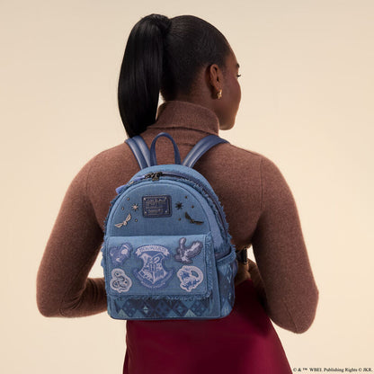 Loungefly WB Harry Potter Hogwarts Denim Mini Backpack