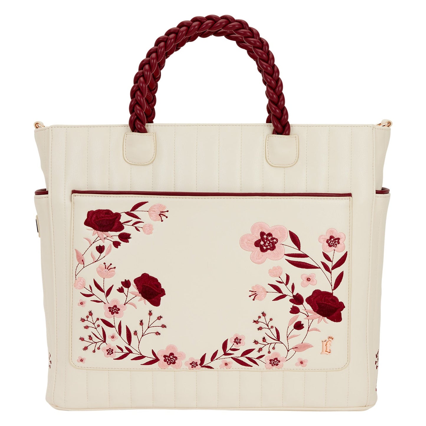 Loungefly Cream & Red Floral Convertible Backpack and Tote Bag