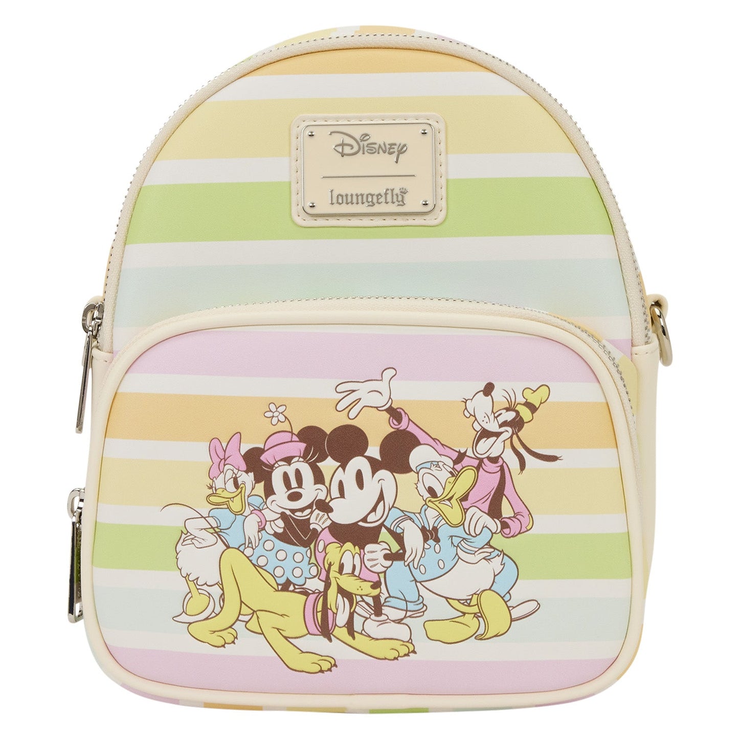 Loungefly Mickey and Friends Rainbow Stripes Convertible Mini Backpack & Crossbody Bag