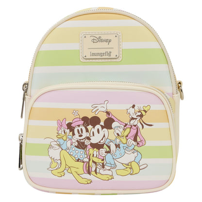 Loungefly Mickey and Friends Rainbow Stripes Convertible Mini Backpack & Crossbody Bag