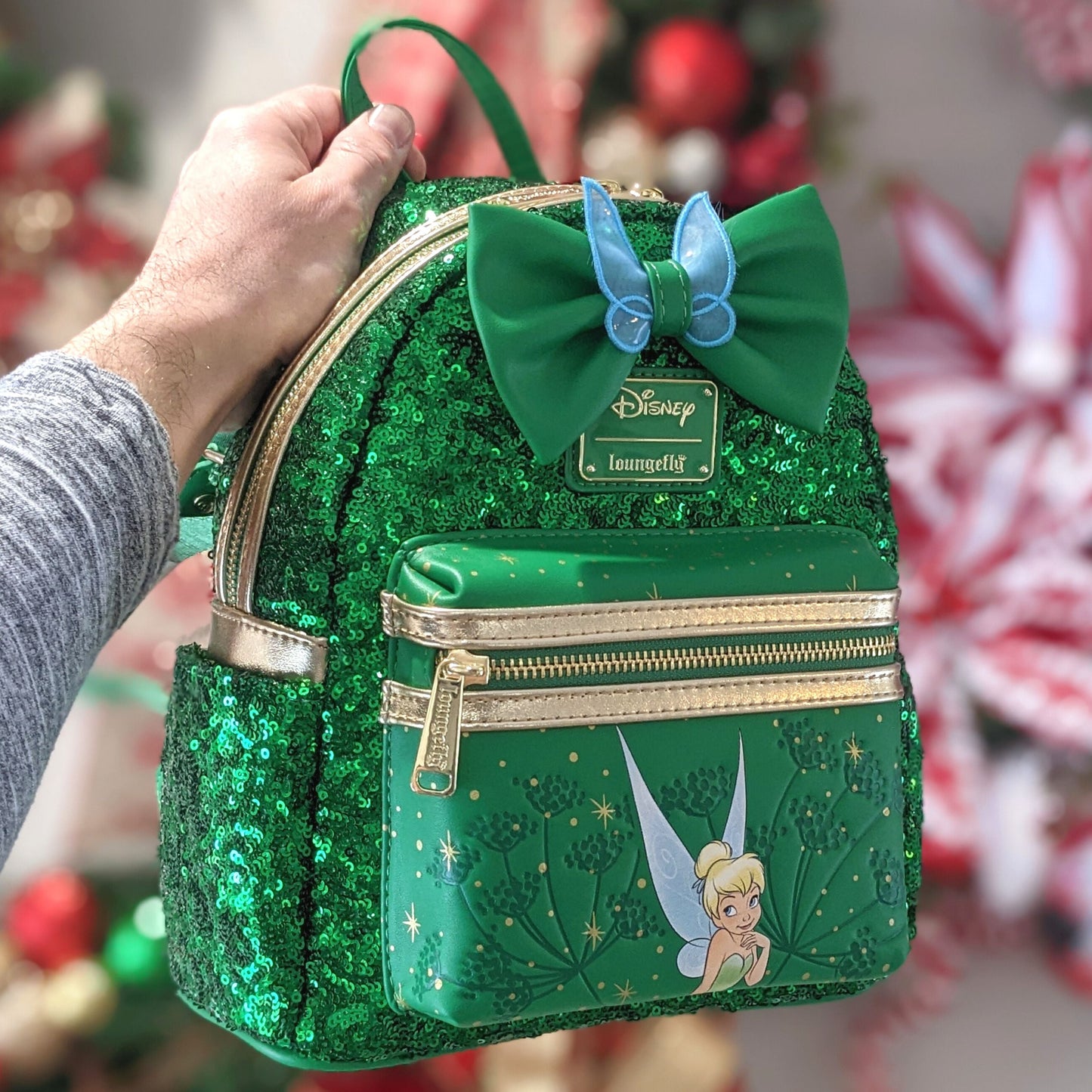 Loungefly Tinkerbell Emerald Green Sequin Mini Backpack Exclusive