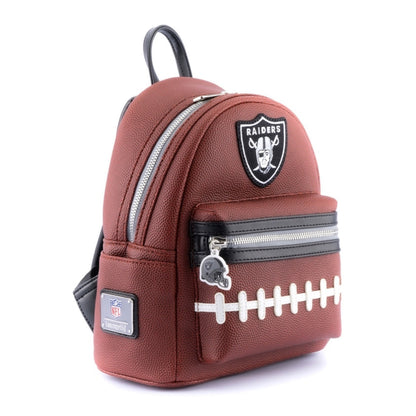 Loungelfy NFL Las Vegas Raiders Pigskin Logo Mini Backpack