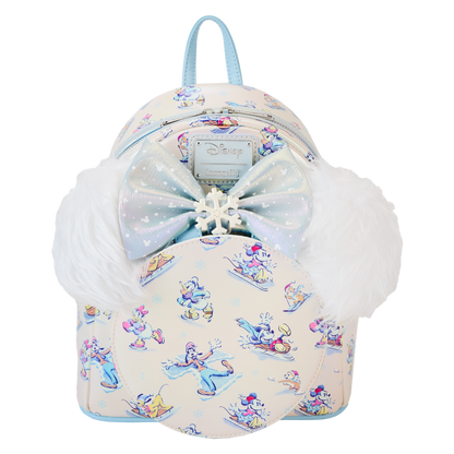 Loungefly Disney Mickey & Friends Winter Wonderland All-Over Print Mini Backpack With Headband