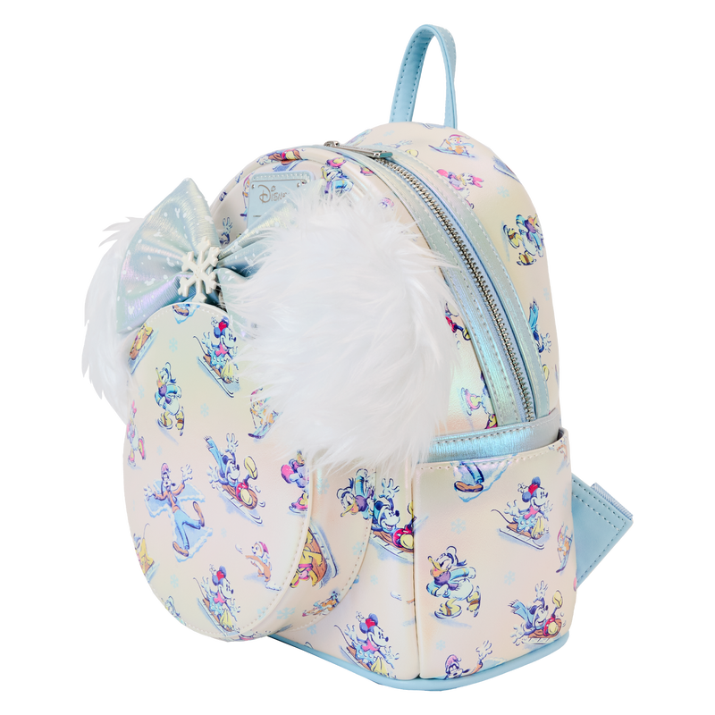 Loungefly Disney Mickey & Friends Winter Wonderland All-Over Print Mini Backpack With Headband