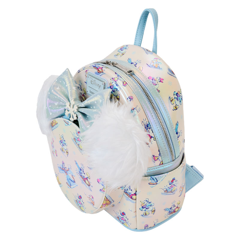 Loungefly Disney Mickey & Friends Winter Wonderland All-Over Print Mini Backpack With Headband
