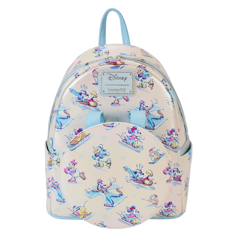Loungefly Disney Mickey & Friends Winter Wonderland All-Over Print Mini Backpack With Headband