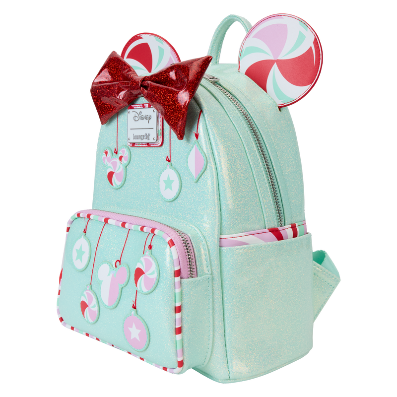 Loungefly Disney Minnie Mouse Holiday Peppermint Ornaments Mini Backpack