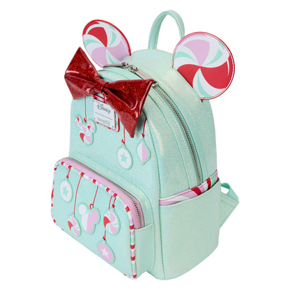 Loungefly Disney Minnie Mouse Holiday Peppermint Ornaments Mini Backpack