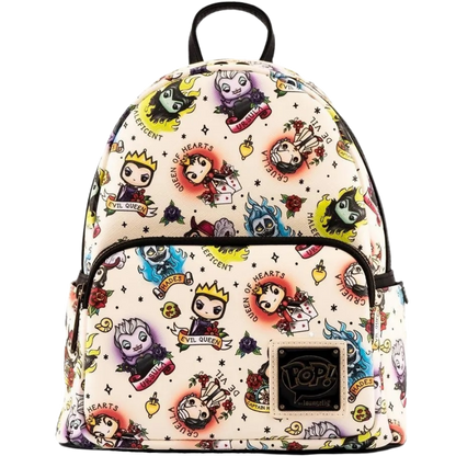 Pop! by Loungefly Disney Villains Tattoo All-Over-Print Mini Backpack