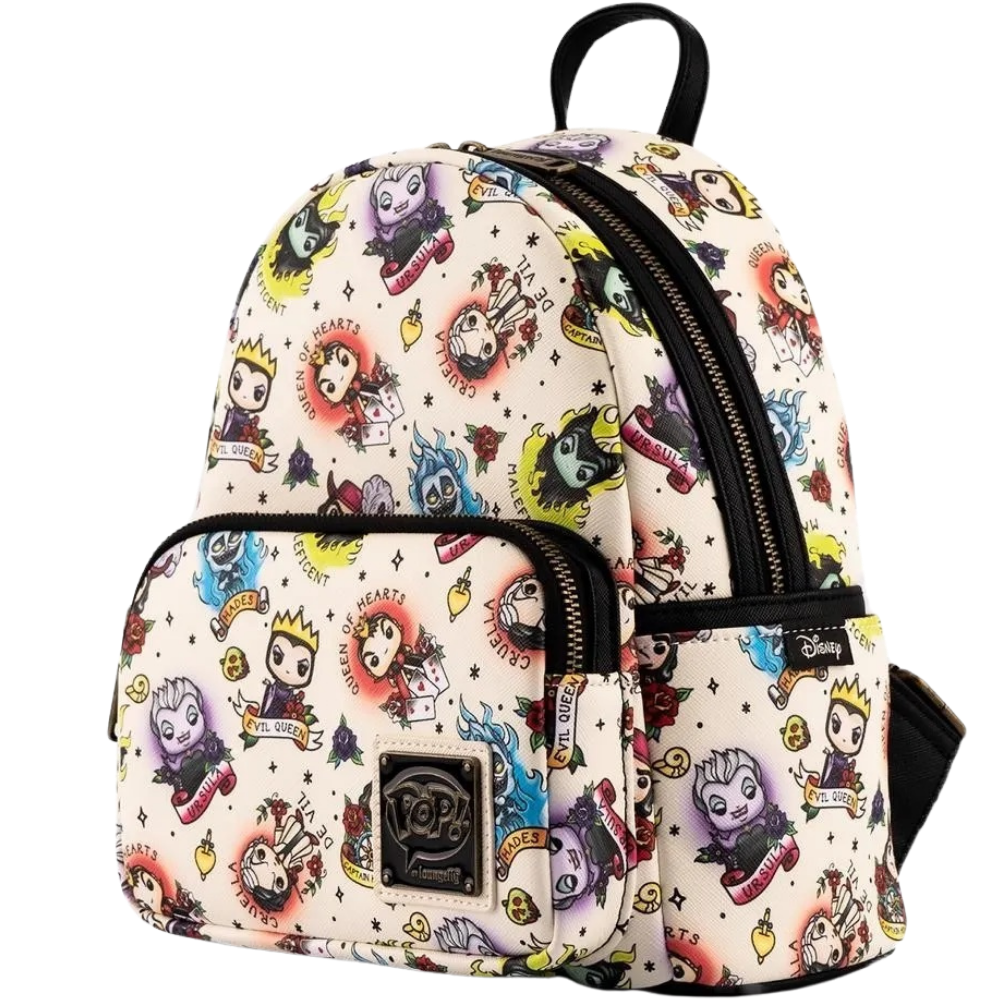 Pop! by Loungefly Disney Villains Tattoo All-Over-Print Mini Backpack