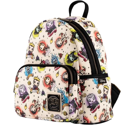 Pop! by Loungefly Disney Villains Tattoo All-Over-Print Mini Backpack