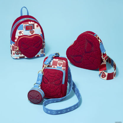 Loungefly Marvel Spider-Man Sherpa Heart Mini Backpack