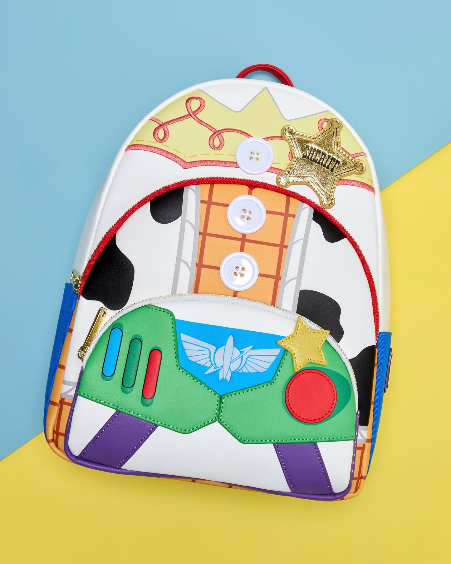Loungefly Toy Story 5 Triple Pocket Jessie Woody Buzz Mid-Size Backpack