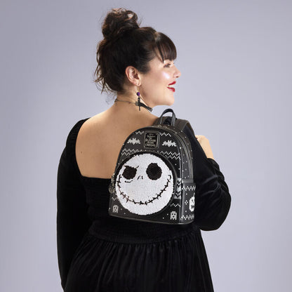 Loungefly Disney Nightmare Before Christmas Jack Skellington Reversible Sequins Mini Backpack