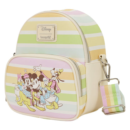 Loungefly Mickey and Friends Rainbow Stripes Convertible Mini Backpack & Crossbody Bag