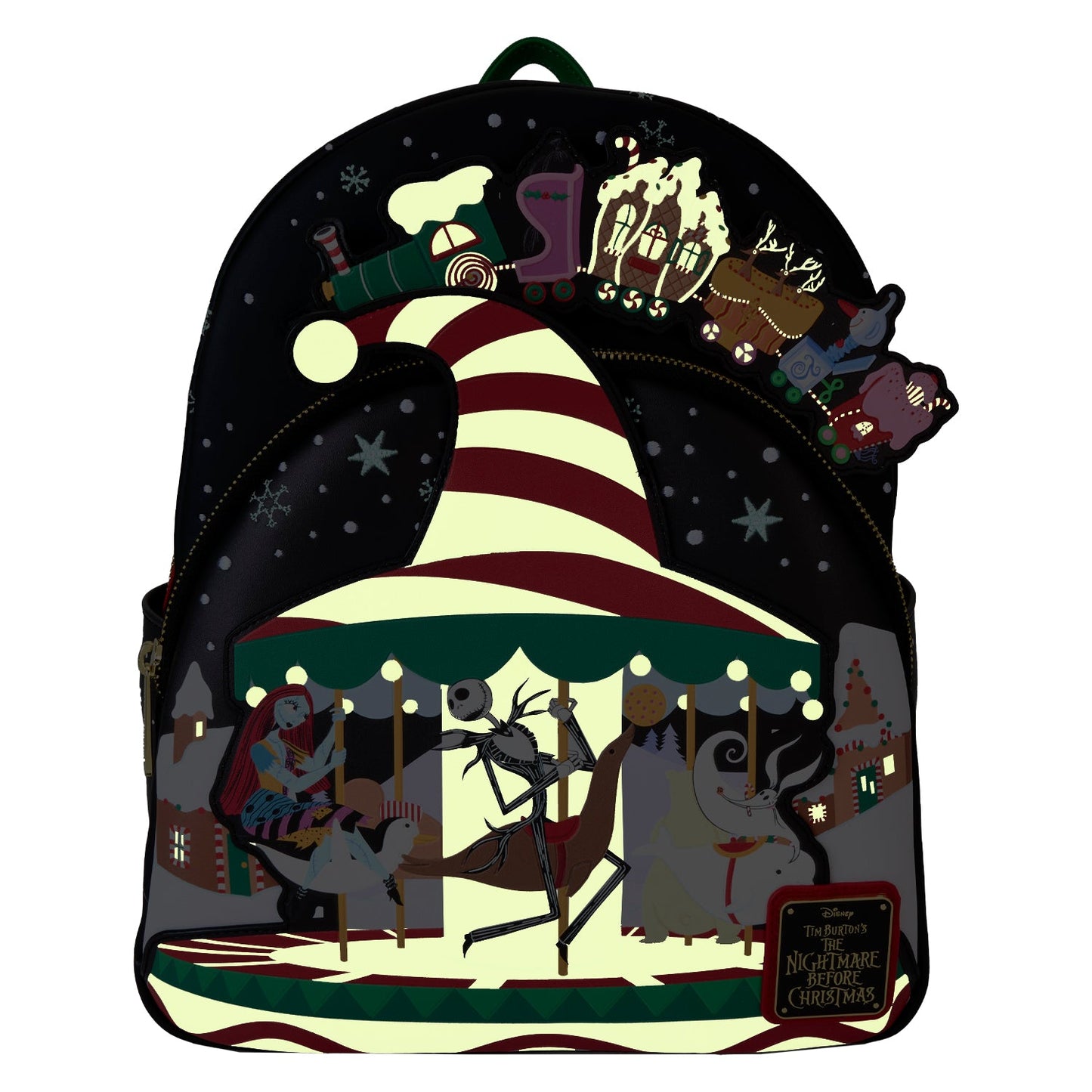 Loungefly Disney Nightmare Before Christmas Candy Cane Carousel Glow Mini Backpack