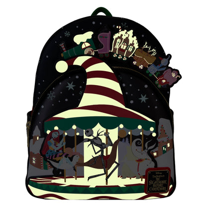 Loungefly Disney Nightmare Before Christmas Candy Cane Carousel Glow Mini Backpack