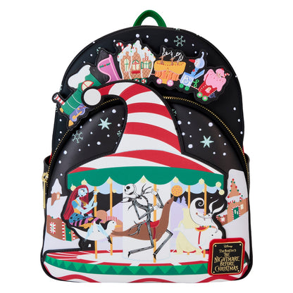 Loungefly Disney Nightmare Before Christmas Candy Cane Carousel Glow Mini Backpack
