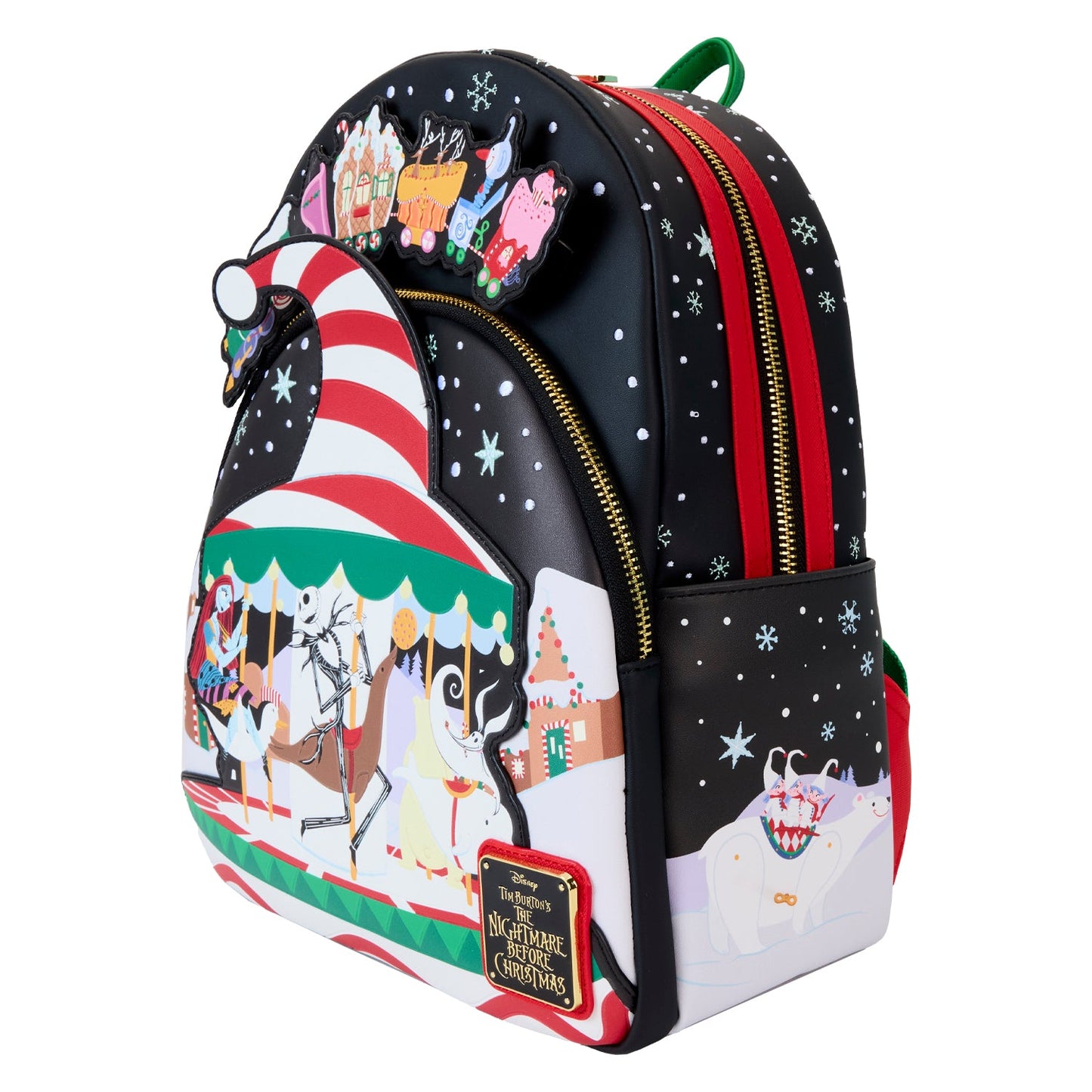 Loungefly Disney Nightmare Before Christmas Candy Cane Carousel Glow Mini Backpack
