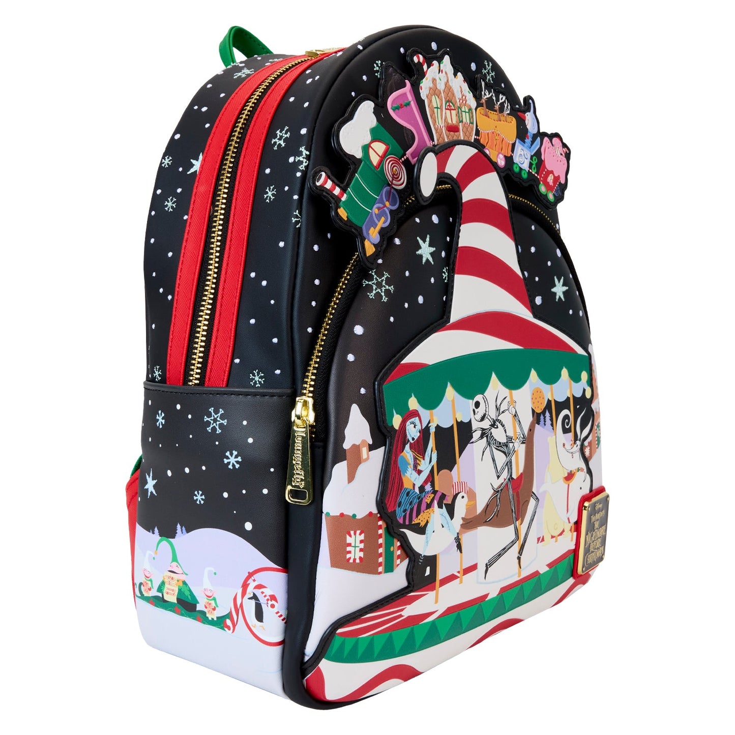 Loungefly Disney Nightmare Before Christmas Candy Cane Carousel Glow Mini Backpack