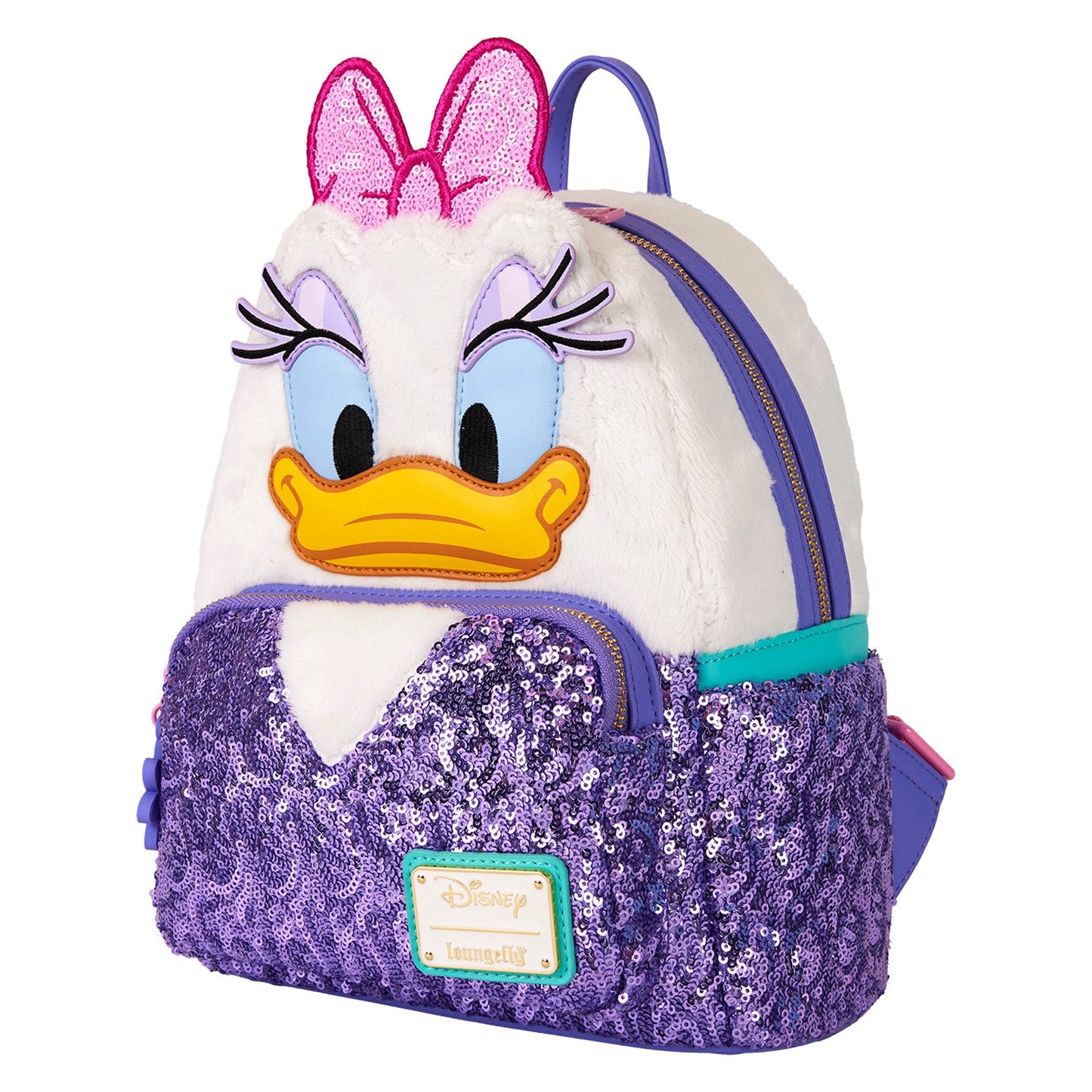 Loungefly Disney Daisy Duck Plush Sequin Mini Backpack