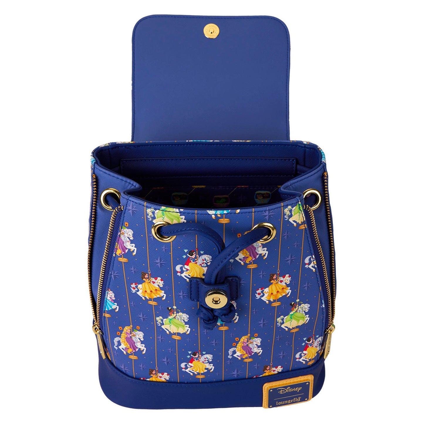 Loungefly Disney Princess Carousel All-Over Print Drawstring Mini Backpack