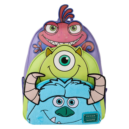 Loungefly Pixar Monsters Inc. Mike, Sulley and Randall Triple Pocket Mini Backpack