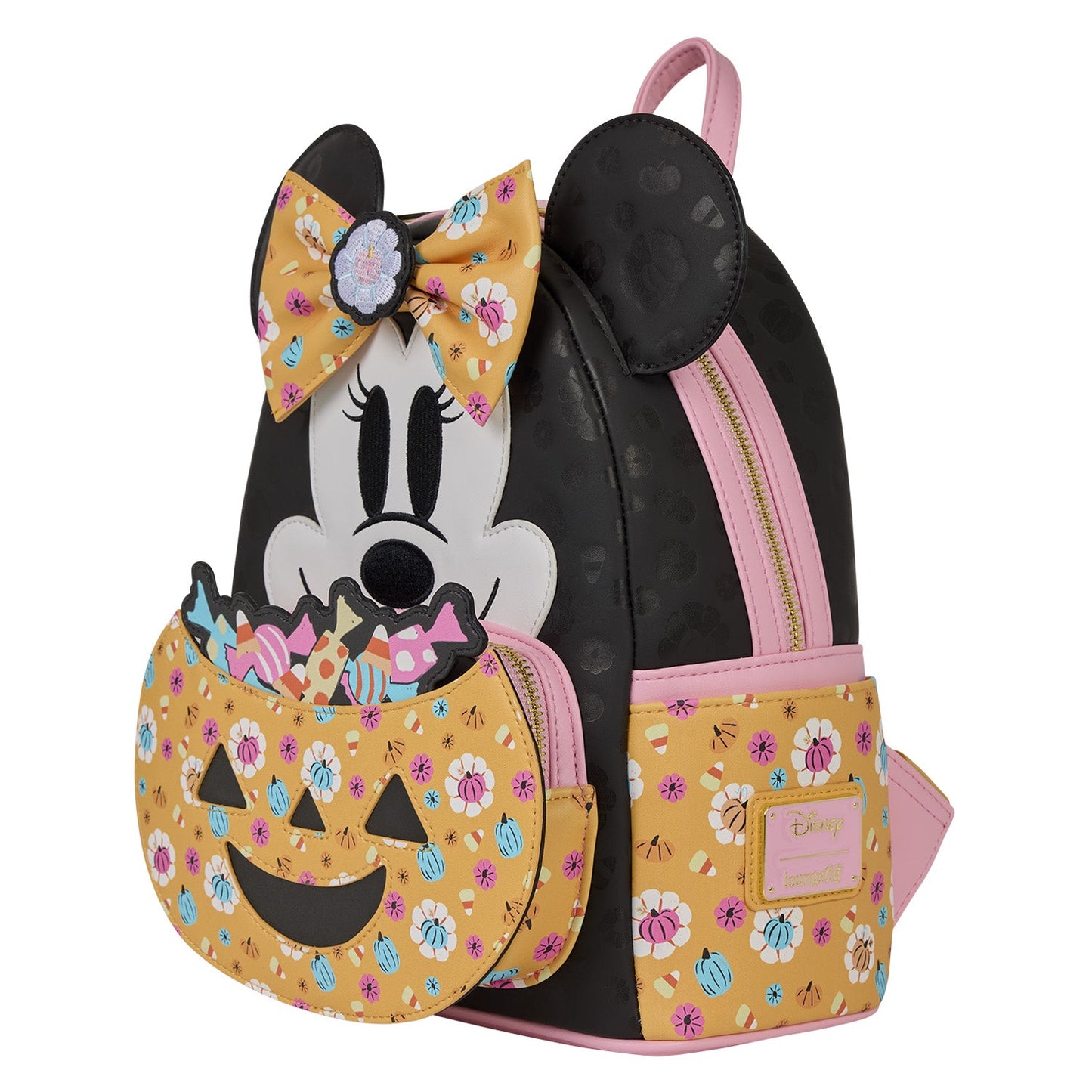 Loungefly Disney Minnie Mouse Floral Pumpkin Candy Corn Scented Glow Mini Backpack
