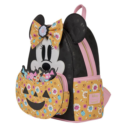 Loungefly Disney Minnie Mouse Floral Pumpkin Candy Corn Scented Glow Mini Backpack