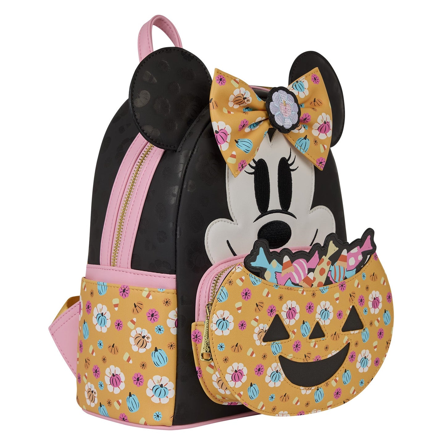 Loungefly Disney Minnie Mouse Floral Pumpkin Candy Corn Scented Glow Mini Backpack