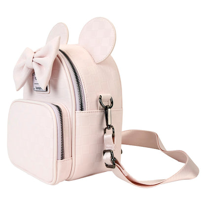 Loungefly Disney Minnie Mouse Checkered Texture Convertible Mini Backpack & Crossbody Bag