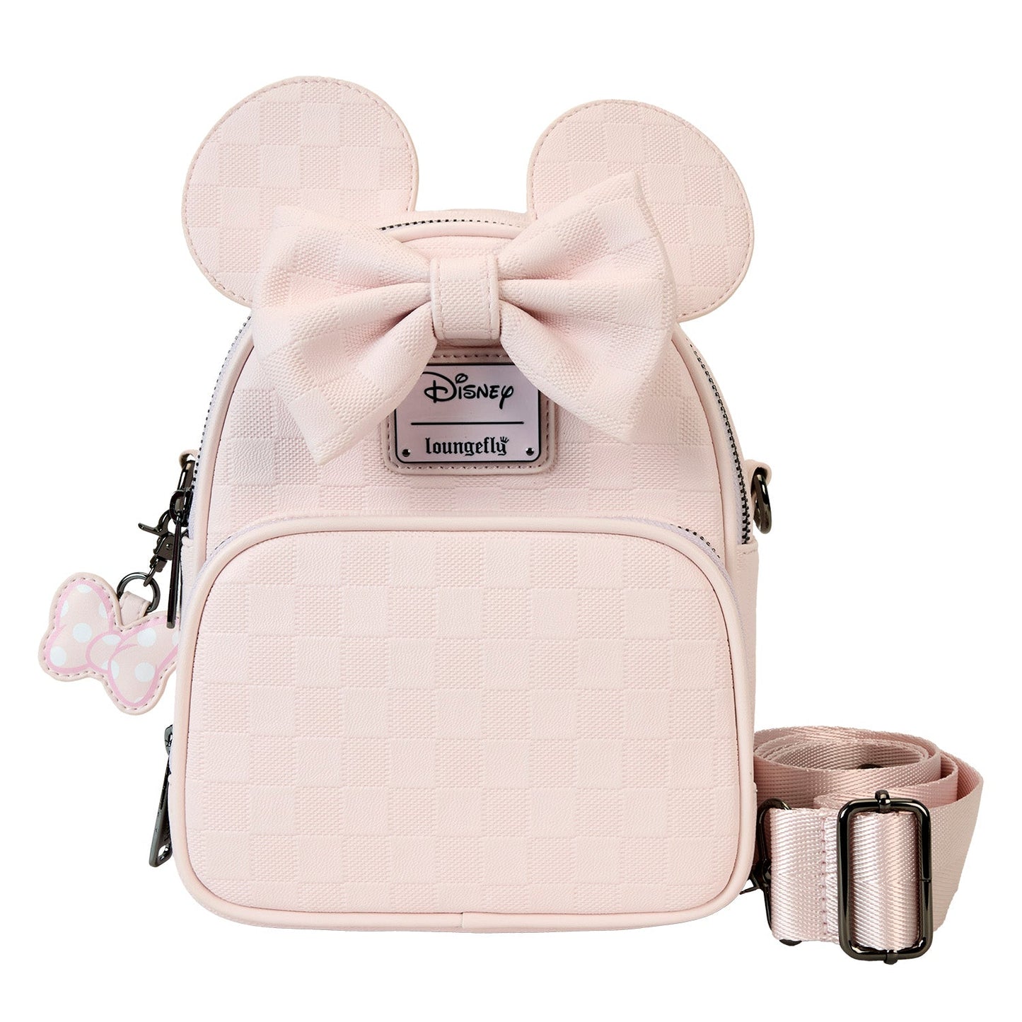Loungefly Disney Minnie Mouse Checkered Texture Convertible Mini Backpack & Crossbody Bag