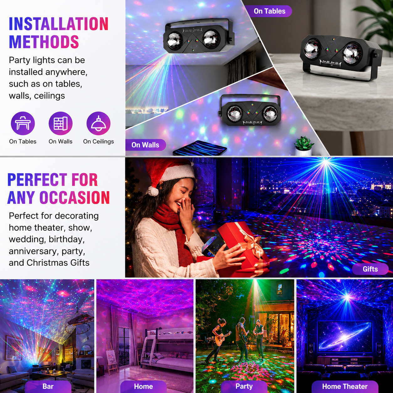 Party Disco Ball Light Projector with Remote