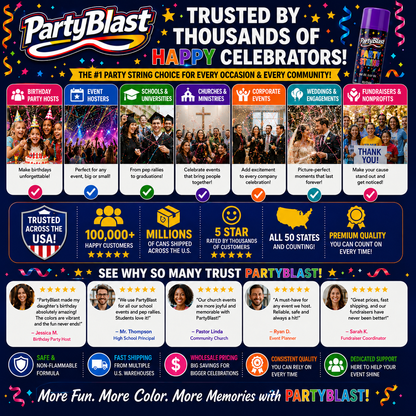 PartyBlast Non-Flammable Party String Spray – 12 Pack (3oz cans)