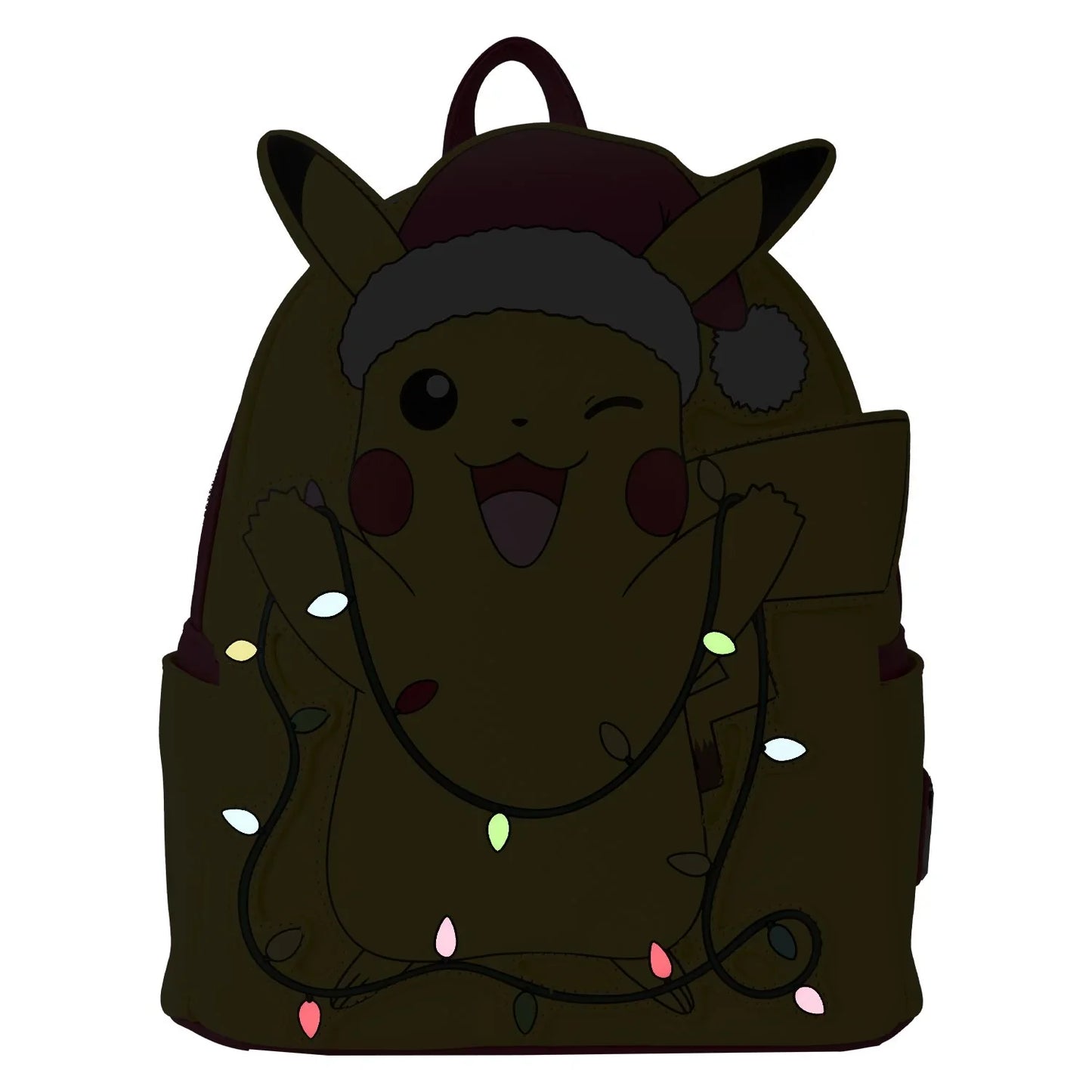 Loungefly Pokemon Santa Pikachu Christmas Lights Light-Up Mini Backpack