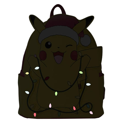 Loungefly Pokemon Santa Pikachu Christmas Lights Light-Up Mini Backpack
