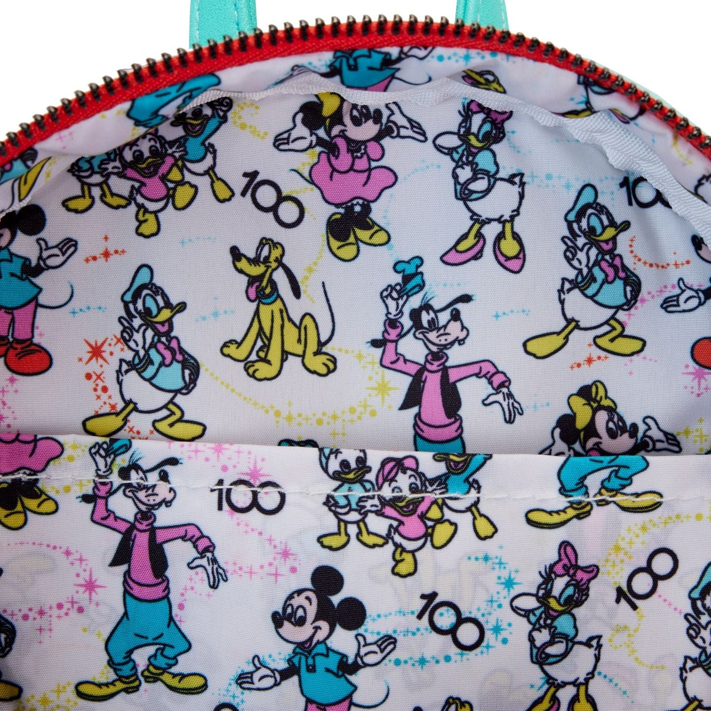 Loungefly Disney100 Mickey & Friends All-Over Print Iridescent Ear Holder Mini Backpack